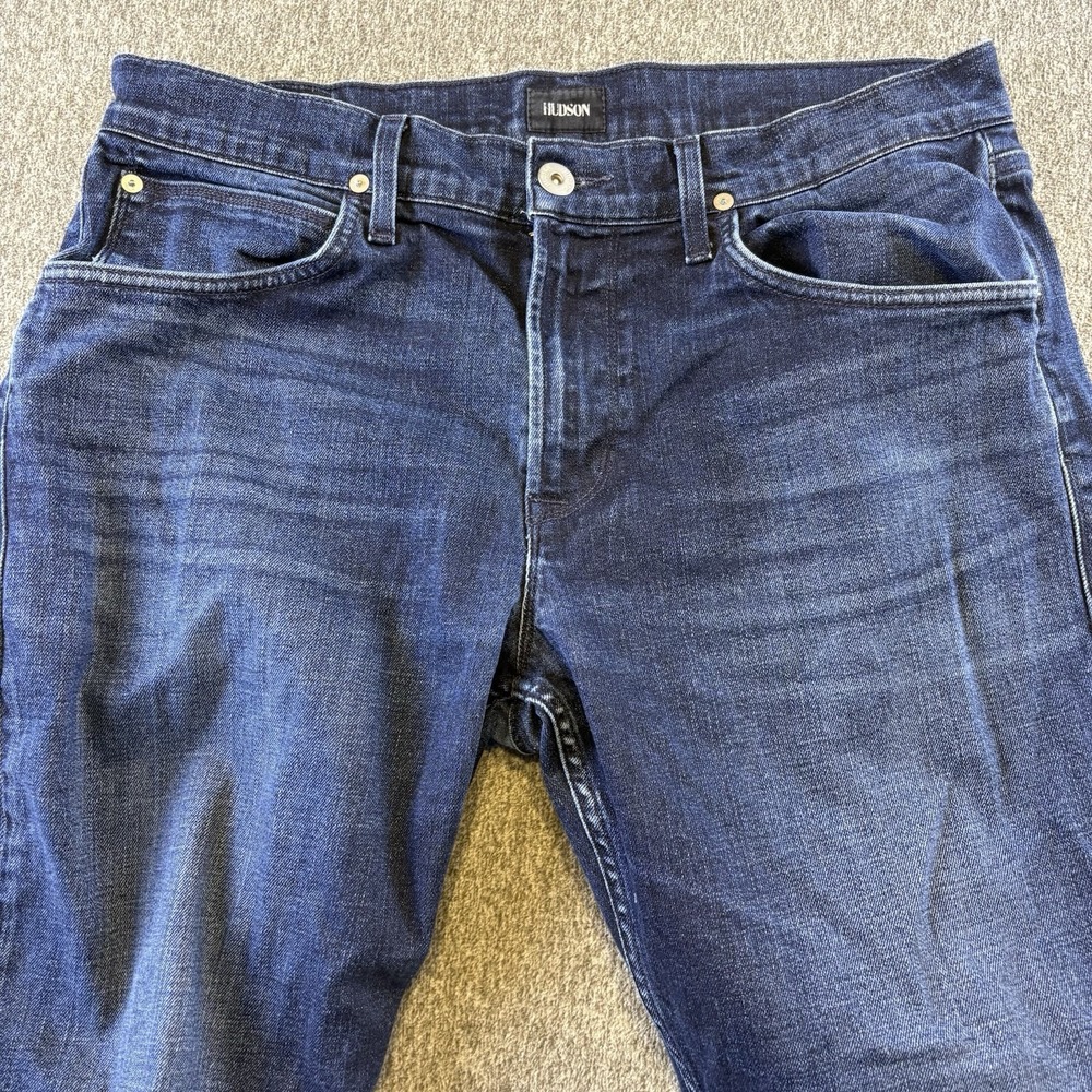 Hudson Jeans Mens 36 Byron Straight Blue Denim Dark Wash 5 Pocket Workwear